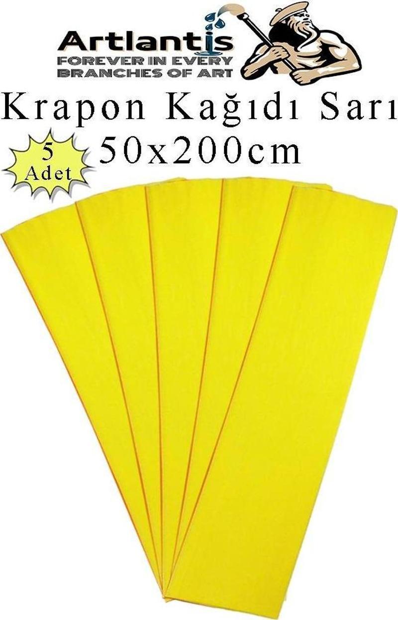 Krapon Kağıdı 50x200 cm 5 Adet Renkli Grapon Kağıdı Okul Sınıf Etkinlik Kreş Okul Öncesi Kırapon Grafon