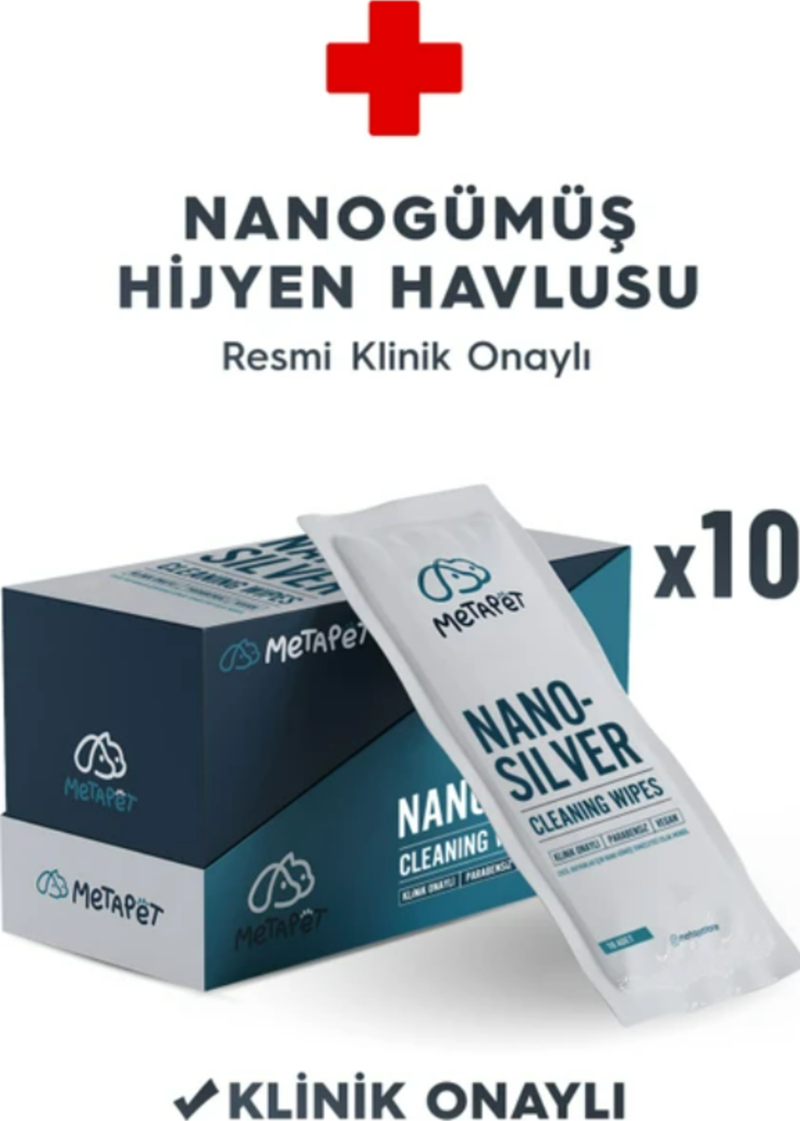 Büyük Nano Gümüş Bakım Havlusu, Kedi Göz Kulak Ağız Temizleme, 10 Adet