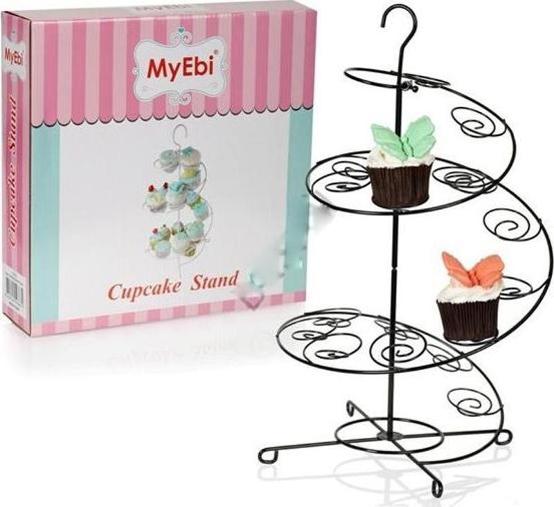 Metal Cupcake Standı Siyah / 15&apos;Li Kek Standı