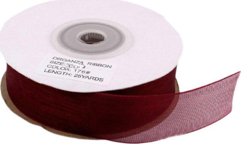 Organze Kurdele 30 MM (22 Metre)  Bordo