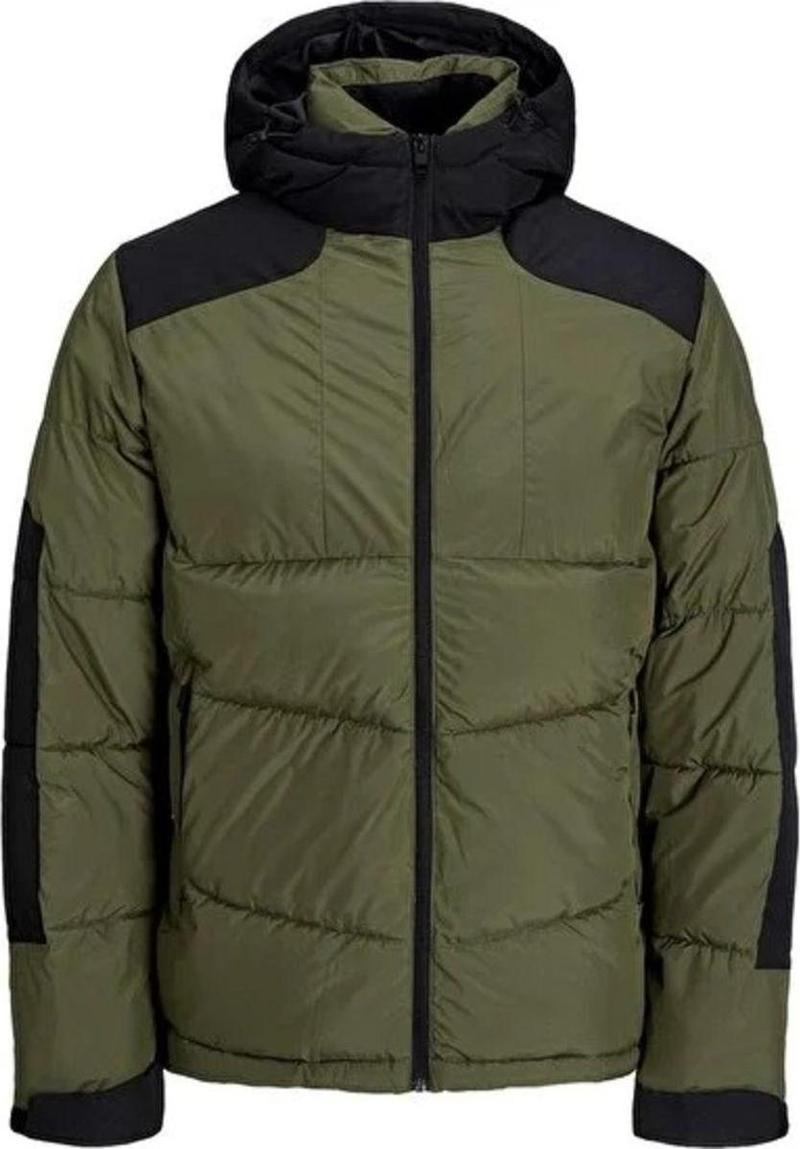 12239001 Jcootıs Puffer Sn Erkek Mont Olive Night/Black Blocking