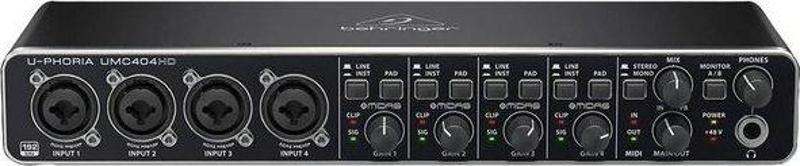 Behrınger Umc404Hd Audiophile 4X4, 24-Bit/192 Khz Usb Audio/Mıdı Interface With Midas Mic Preamplifi