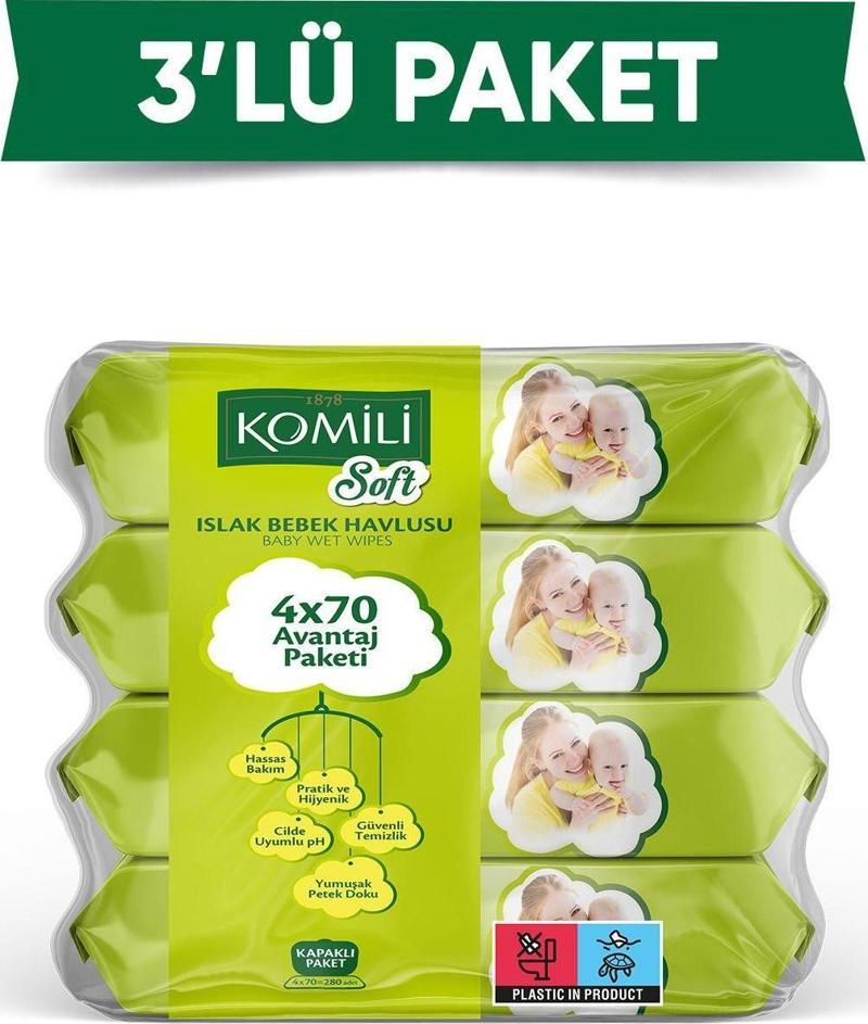 Soft Islak Havlu 4 X 70 - 3'lü Paket - 840 Yaprak