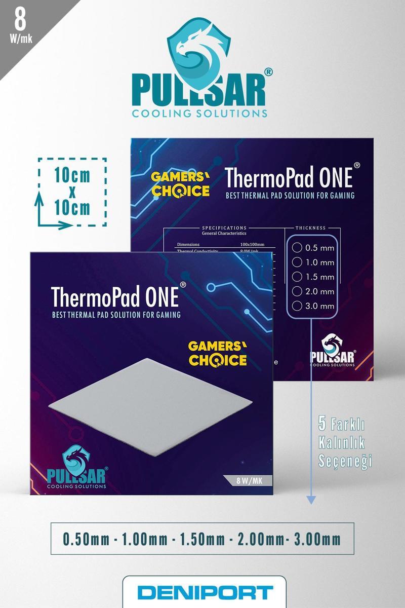 Thermopad One, 100x100 MM, 0,50 MM, 8 W/m-K, Oyununuzu Soğutmanın Yeni Yolu!