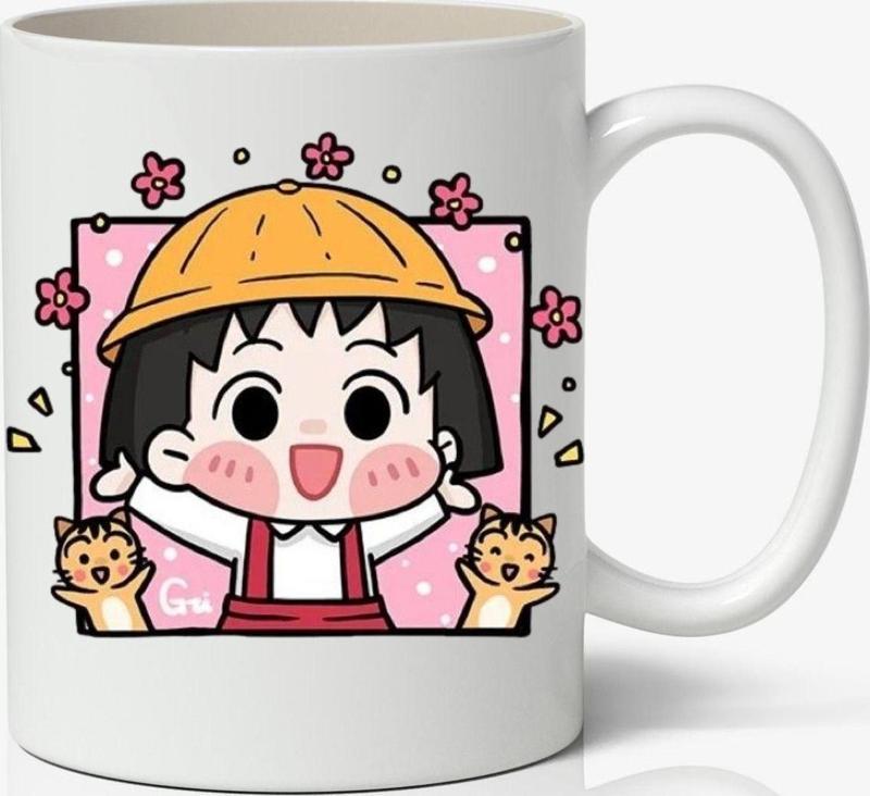 Chibi Maruko-Chan Avatar Anime Temalı Beyaz Kupa Bardak Sevgiliye Arkadaşa Hediye