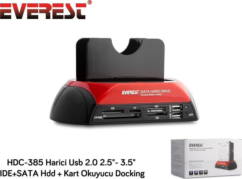 HDC-385 2.5"-3.5" Ide Sata Usb 2.0 Harddisk Hdd Kutusu + Kart Okuyusu + Docking Statıon