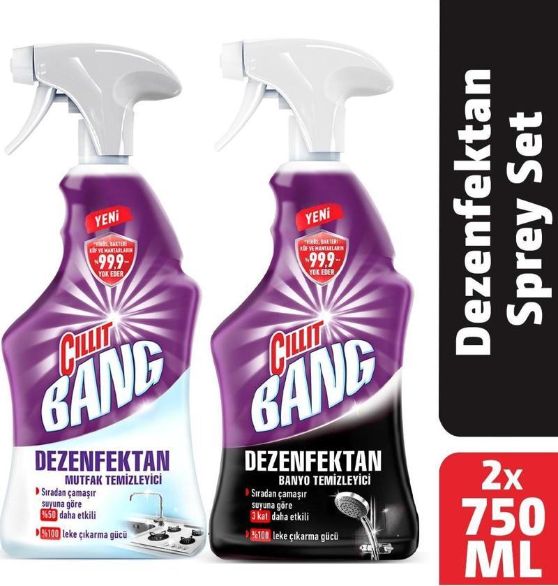 Dezenfektan Sprey Set Banyo ve Mutfak Temizleyici 2x750 ml