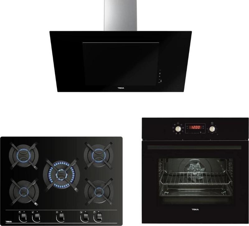 CHEF 10.1 SİYAH ANKASTRE SET ( GBC 75030 KBC BK ANKASTRE OCAK - HAK 629 BK FIRIN - DVT 98660 BK DAVLUMBAZ )