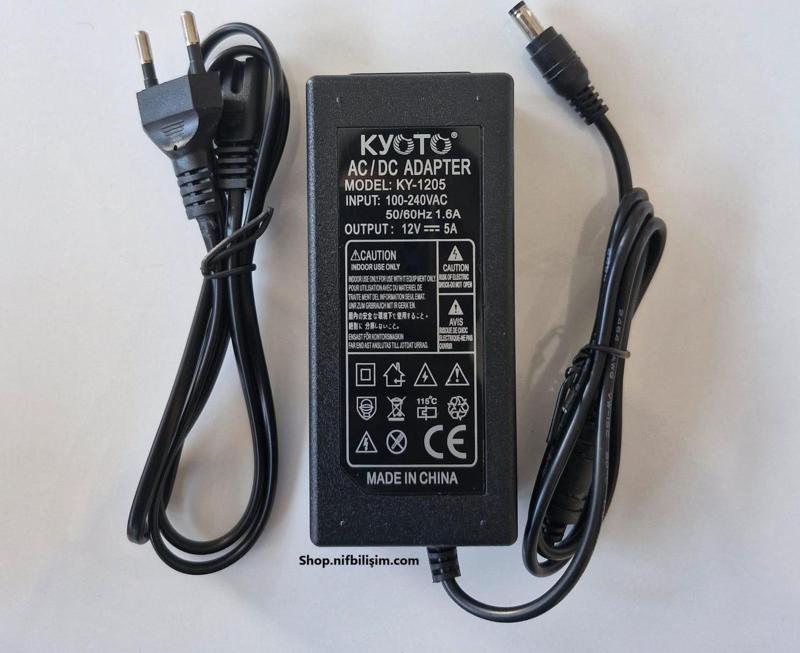 Nif Bilişim KYOTO KY-1205 12 Volt 5 Amper Plastik Kasa Adaptör