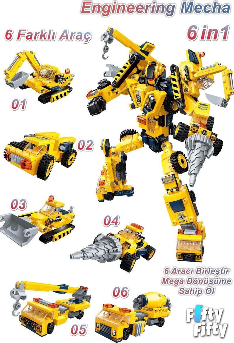 Qman Keeppley  6 in 1 Trans Collector Serisi -6 Farklı Araç İçerir- Oyuncak Yapım Seti1417