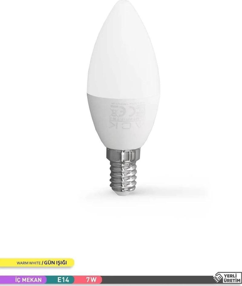 7 Watt E-14 Ince Duy 3000K Gunışığı Buji Led Ampul