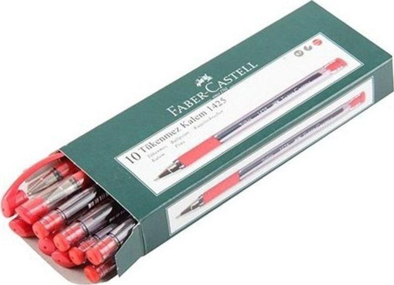 1425 İğne Uçlu Tükenmez Kalem 10'Lu Paket Renk - Kırmızı