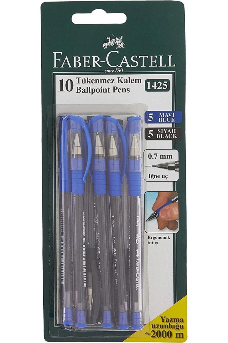 Faber-Castell Faber-Castell 1425 10'Lu 2 Renk "5 Mavi - 5 Siyah" Tükenmez Kalem