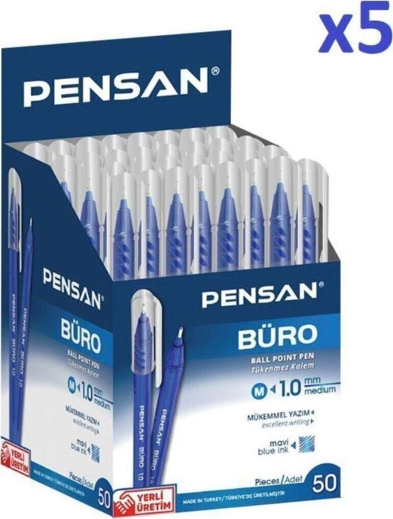 Büro Tükenmez Kalem 50'Li Mavi- 5 Kutu