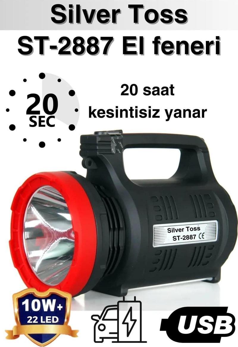 Toss 10W 22Led Av-Balık-Kamp Araç Şarjlı El Feneri St-2887