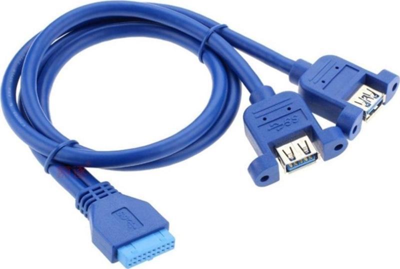 19 Pin 20Pin Dişi Usb Çift Usb 3.0 Kablo Twins Kablo 2 Port Usb Anakart Vidalı Montaj Tipi Panel