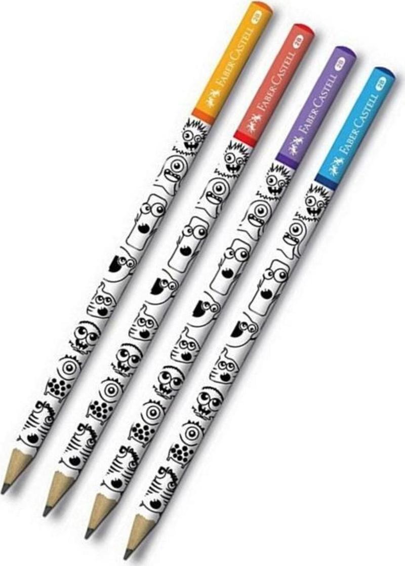 Kurşun Kalem Yuvarlak 4 Adet Doodle Kurşun Kalem 2B Kurşun Kalem