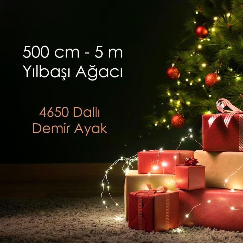 5 Metre (500 Cm) Yılbaşı Çam Ağacı 4650 Dallı Demir Ayaklı 1. Kalite Çam Ağacı