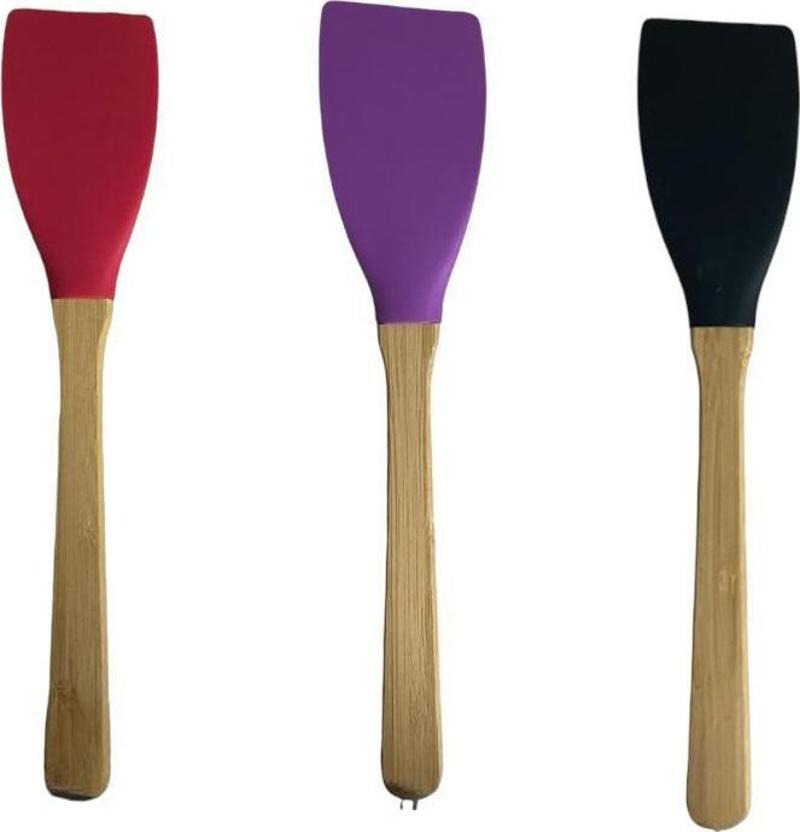 Silikon Spatula Bambu Saplı Silikon Spatula