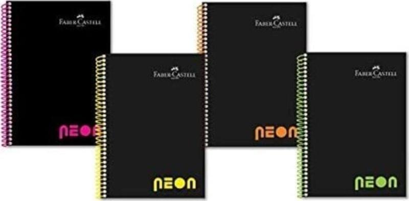 Defter Neon A4 100 Yaprak Kareli Plastik Papak Sriralli