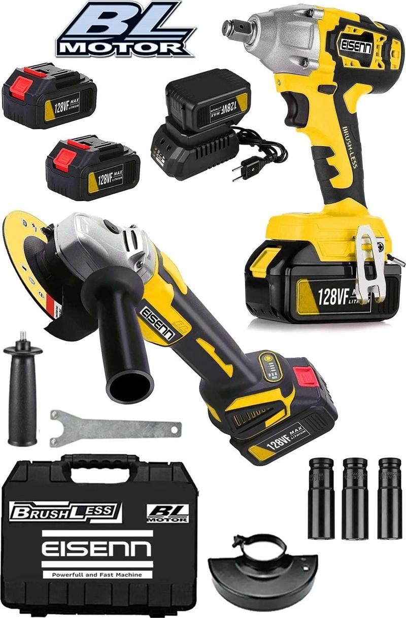 Germany Bl Motor Special 2 Li Set Somun Sökme + Spiral Taşlama Çantalı 2 Akülü Set Hediyeli