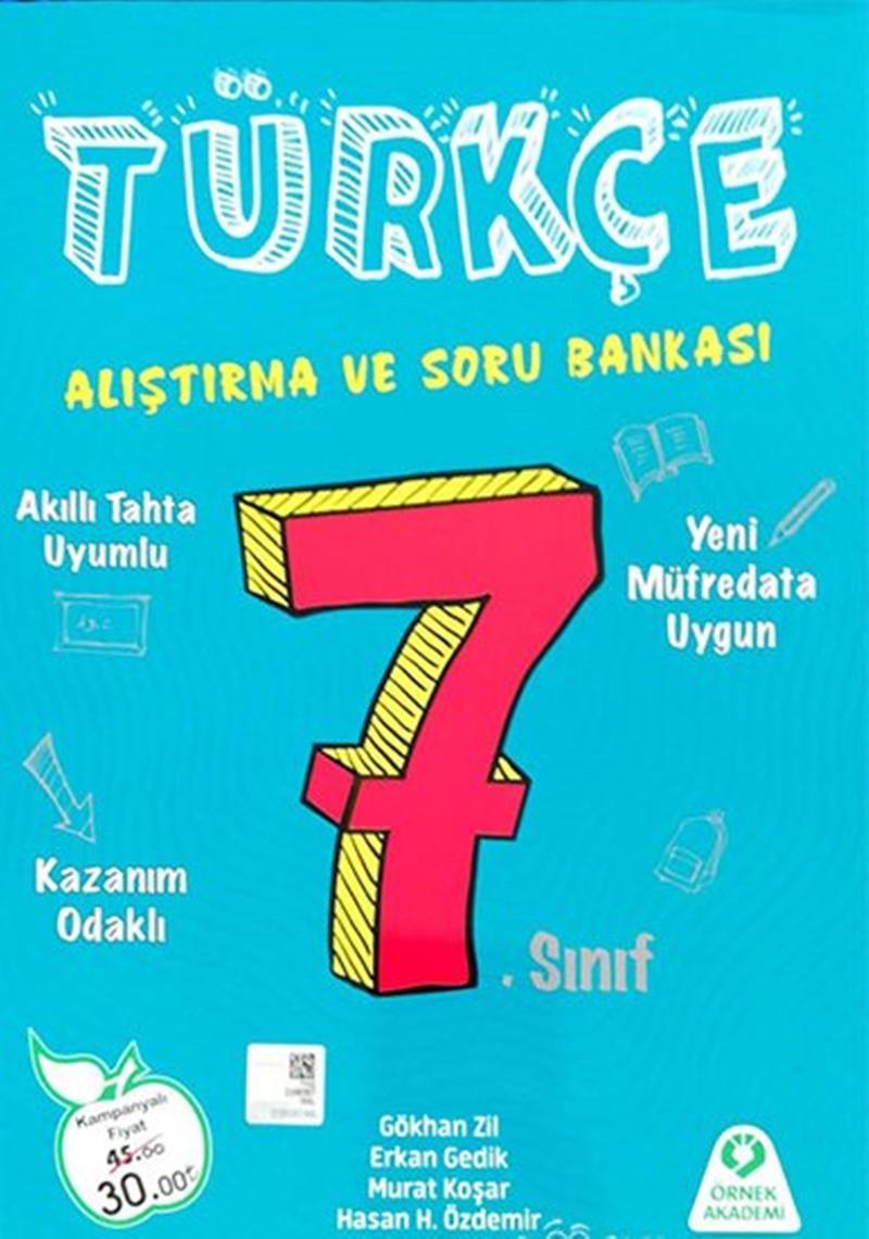 7. Sınıf Türkçe Alıştırma ve Soru Bankası Örnek Akademi Yayınları