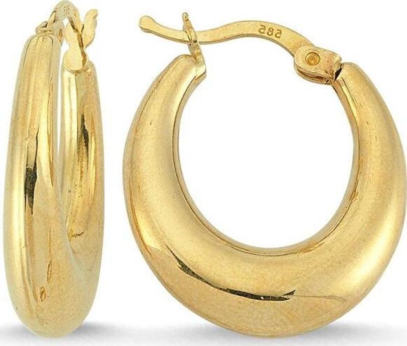 Altın Damla Halka Küpe 2.0 cm 14 Ayar
