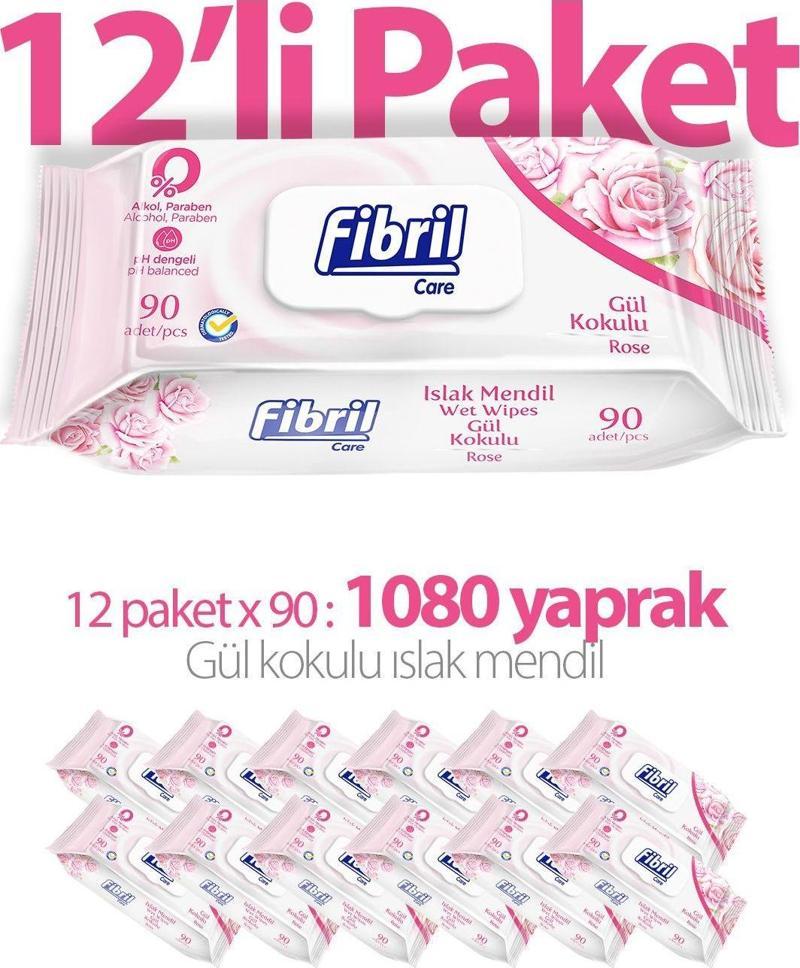 Gül Islak Mendil 12X90 Lı Paket 1080 Yaprak