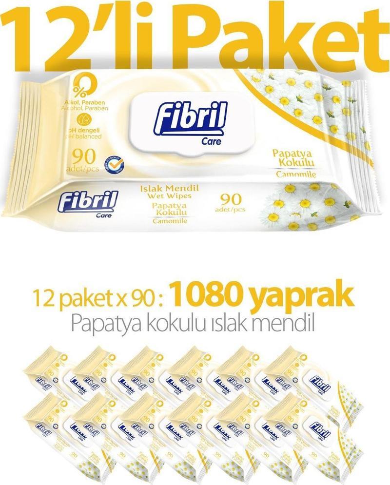 Papatya Kokulu Islak Mendil 12X90Lı Paket 1080 Yaprak