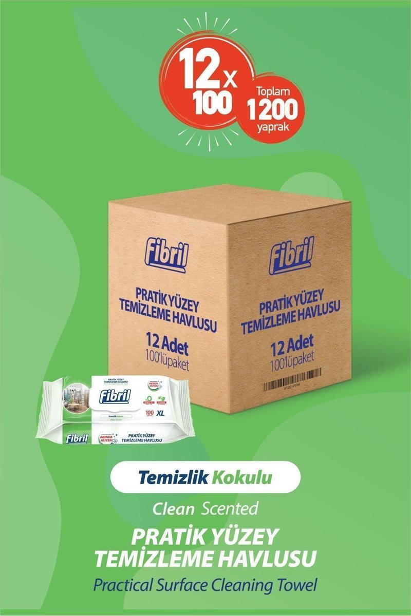 Pratik Yüzey Temizlik Havlusu Temizlik Çam Kokulu 12 X 100 (Toplam 1200 Yaprak)