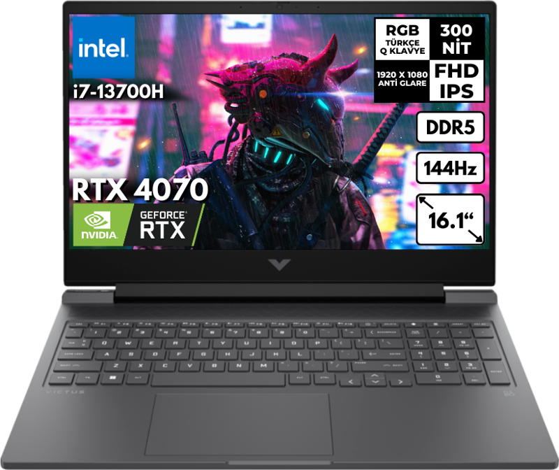 Victus 16-R0071NT i7-13700H 64 GB 512 GBSSD 8 GB RTX4070 144Hz 16.1" FHD Freedos 8V898EA BT12