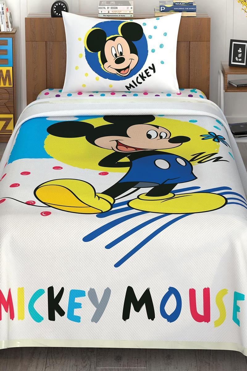 Lisanslı Disney Mickey Mouse Colour Queen Pamuklu Tek Kişilik Pike Takımı