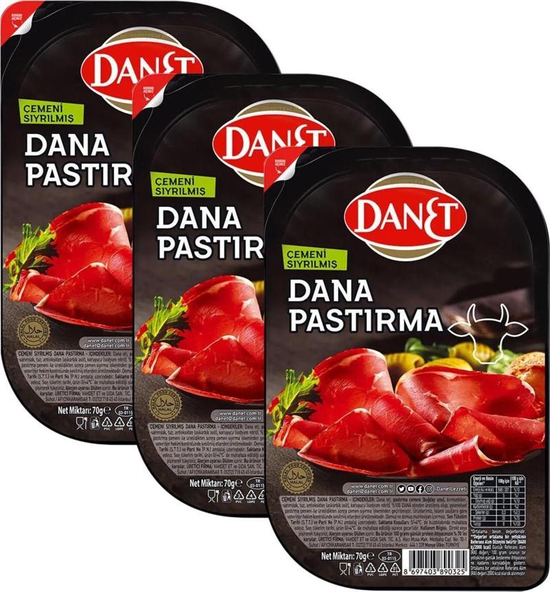 Dana Pastırma Çemeni Sıyrılmış Dilimli 70 g x 3 Adet