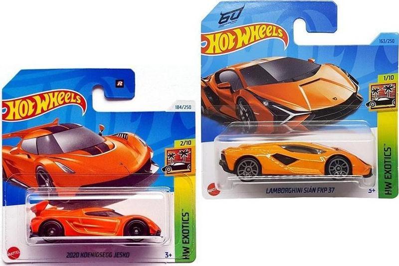 2 Araç Hot Wheels Set - 2020 Koenigsegg Jesko & Lamborghini Sian FKP 37 (1/64) Turuncu