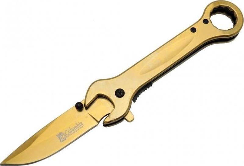 8000C Anahtar Görünümlü Gold Kamp Çakı 19 cm - Otomatik, Metal Sap