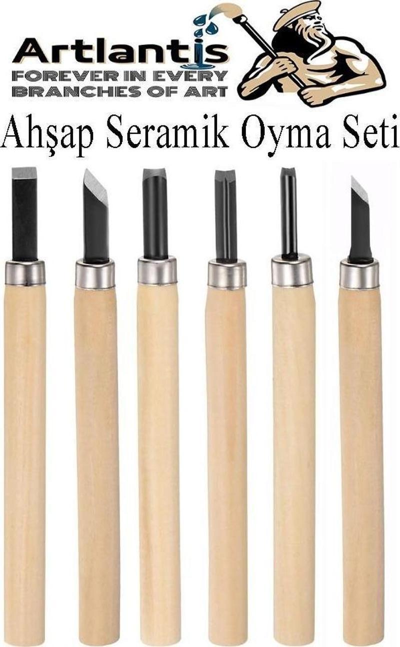 Ahşap Seramik Oyma Seti 6 lı 1 Paket İskarpela Seti Paslanmaz Çelik Bıçaklı Ağaç Oyma Heykel Hobi Kretuar Gravür