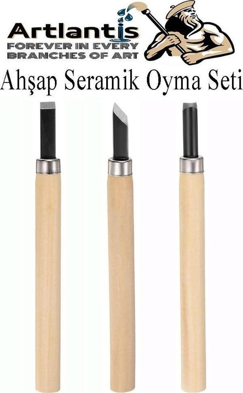 Ahşap Seramik Oyma Seti 3 lü 1 Paket İskarpela Seti Paslanmaz Çelik Bıçaklı Ağaç Oyma Heykel Hobi Kretuar Gravür