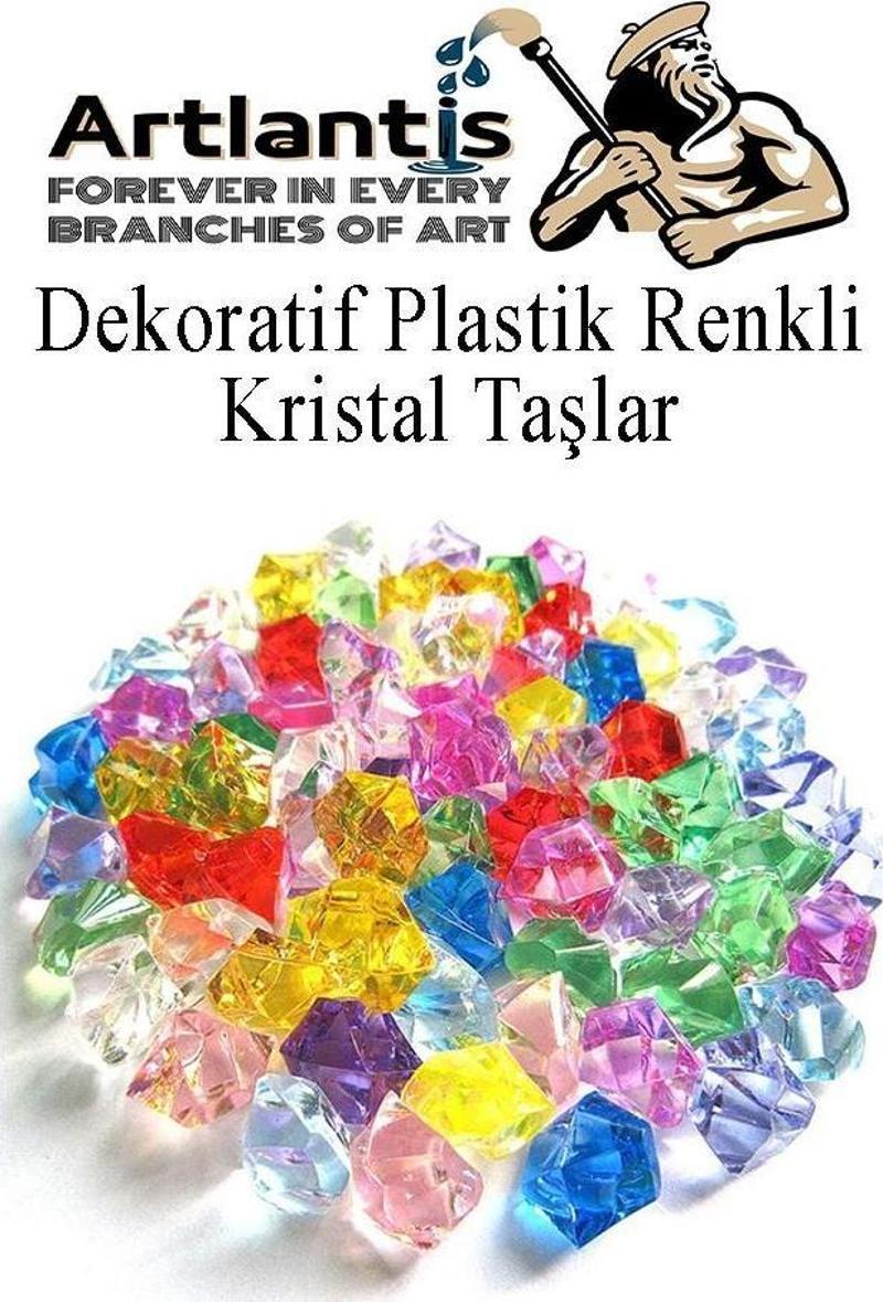 Dekoratif Plastik Renkli Kristal Taşlar 45 li 1 Paket Elmas Taşlar Oyuncak Değerli Taşlar