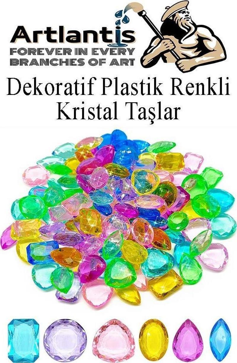 Dekoratif Plastik Renkli Kristal Taşlar 45 li 1 Paket Oyuncak Elmas Taşlar Oyuncak Değerli Taşlar