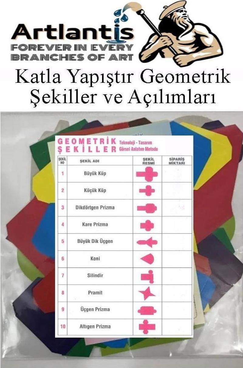 Katla Yapıştır Geometrik Şekiller ve Açılımları Seti 1 Paket Geometrik Cisimler Proje Tasarım Okul Sınıf Materyali