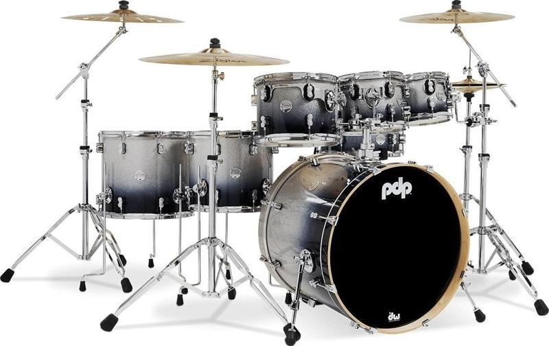 Concept Akçaağaç 7-Parça 22" Akustik Davul (Silver - Black Sparkle Fade)