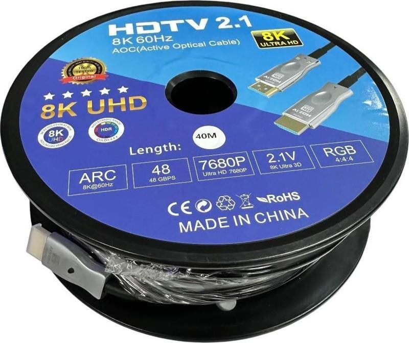 40metre 8K 60Hz AOC Fiber Optik HDMI Kablo 2.1v 7680x4320