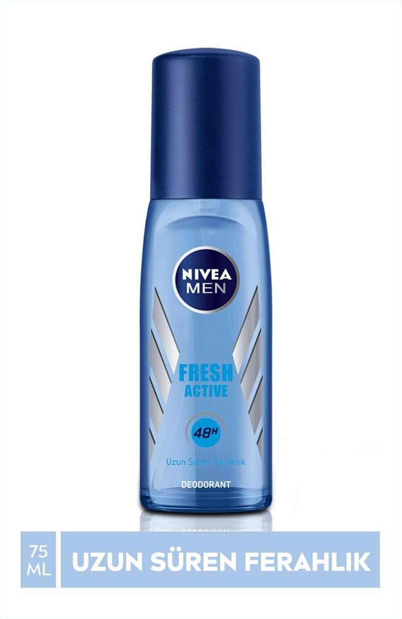 Men Pump Sprey Fresh Active Erkek Deodorant 75 ml x 3 Adet