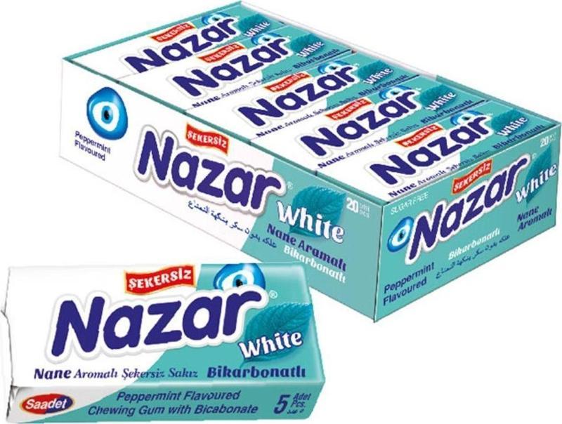 Nazar 5li White nane Kutulu Sakız 20 Adetli