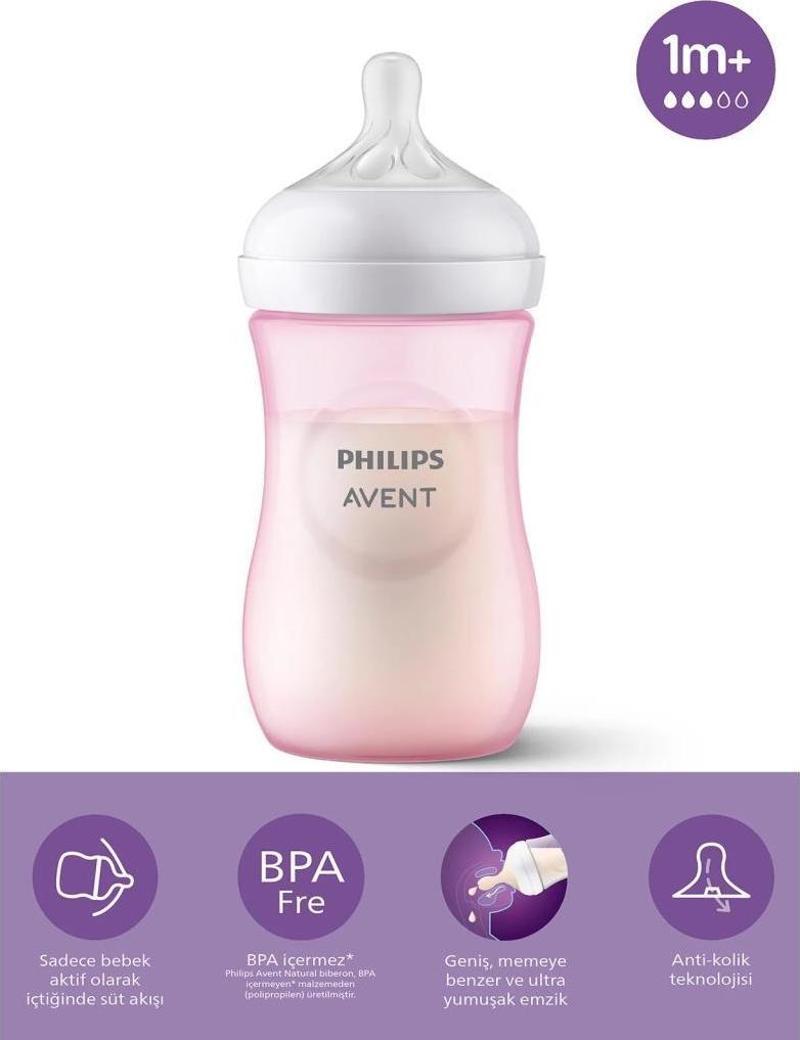 Avent Doğal Tepkili Natural Response Pp Biberon 260Ml 1+ Ay Pembe