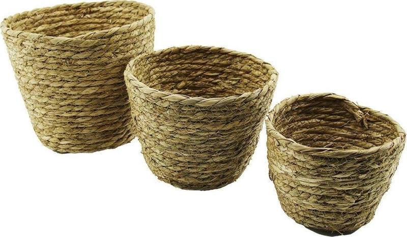 3 Boy Yuvarlak Hasır Organizer Sepet Ç: 15-18-20Cm - Y: 11-14-16Cm (4741)