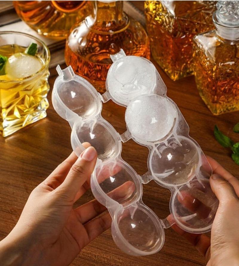 4 Bölmeli Küre Buz Topu Kalıbı - Yuvarlak Buz Topu (4741)