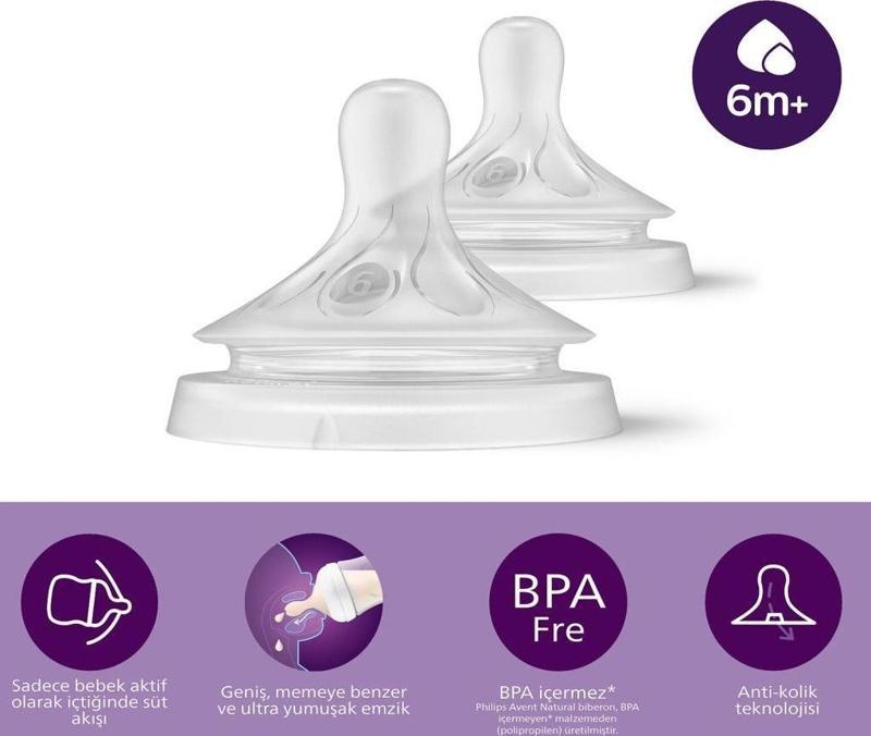 Avent Doğal Tepkili Natural Response 2'Li Biberon Emziği No:6 6+ Ay