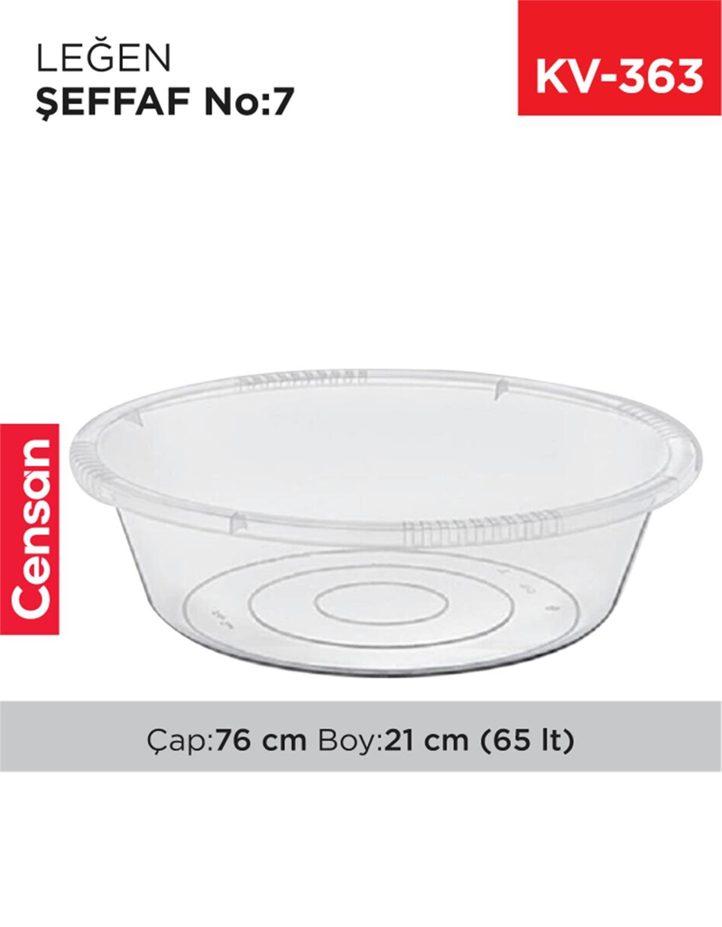 7 No Leğen Şeffaf Çamaşır Leğeni 65 Litre Royaleks-E426