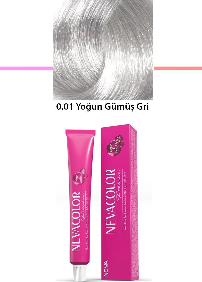 Premium 0.01 Yoğun Gümüş Gri - Kalıcı Krem Saç Boyası 50 G Tüp
